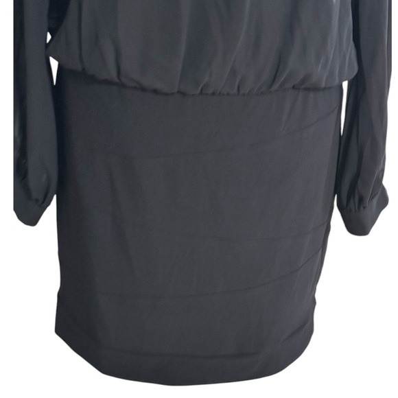 BISOU BISOU Little Black Dress Mini Sheer Long Slit Sleeve Sequin Party Size 10 - Picture 5 of 7